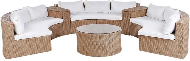 Beliani SEVERO Loungeset voor 9 Zandbeige PE rotan