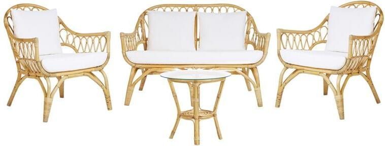 Beliani SIBARI Loungeset voor 4 Natuurlijk Rotan