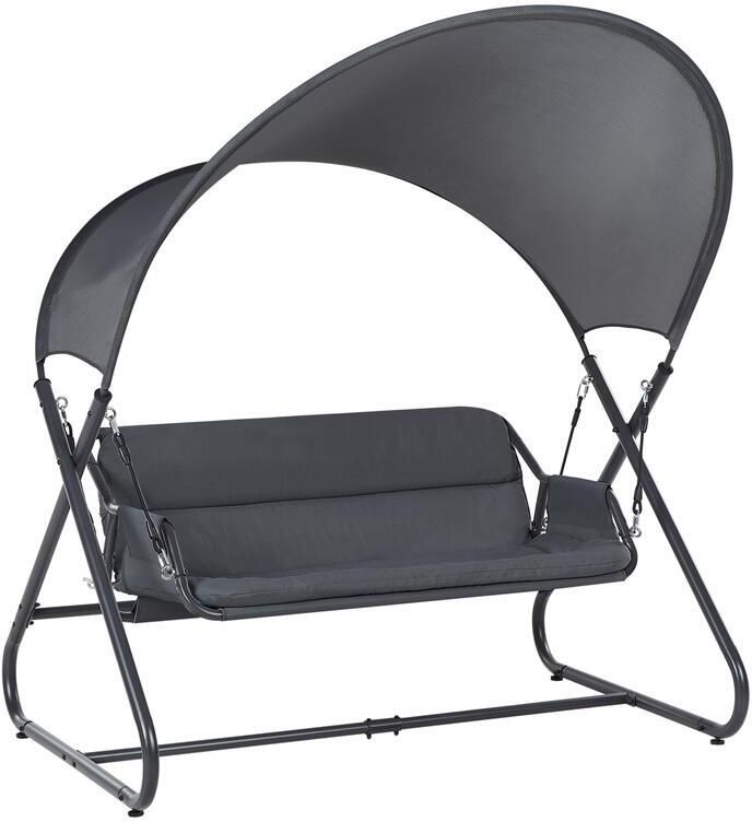 Beliani SOLAGNA Schommelbank 3-zits Donkergrijs Staal