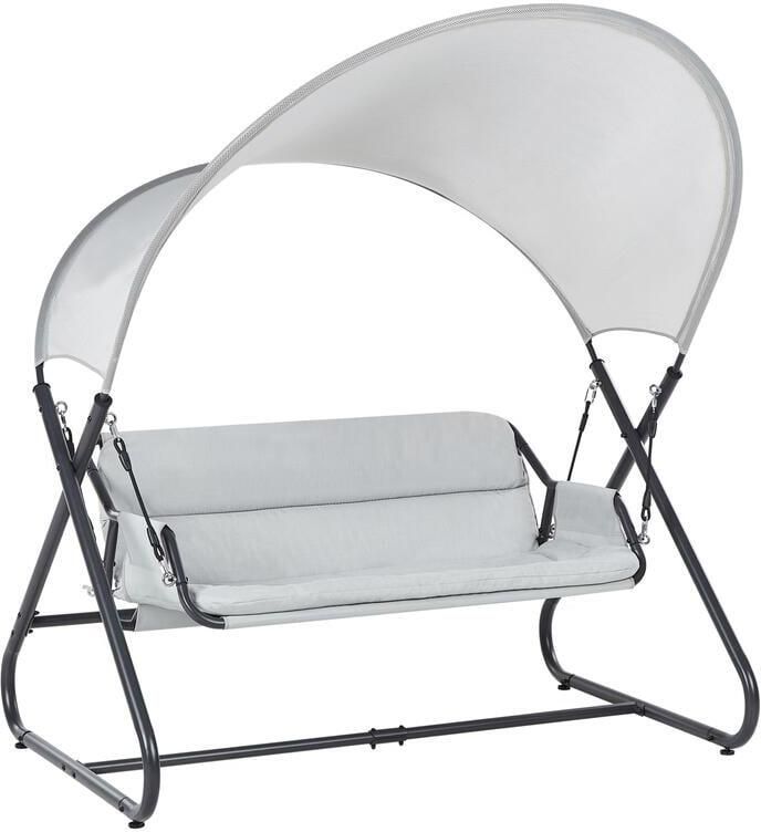 Beliani SOLAGNA Schommelbank 3-zits Lichtgrijs Staal