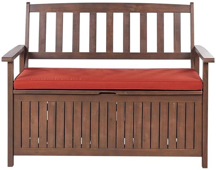 Beliani SOVANA Tuinbank Donkerhout|Rood Acaciahout