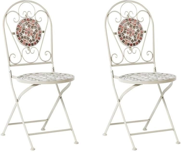Beliani SPELLO Tuinstoel set van 2 Wit Metaal