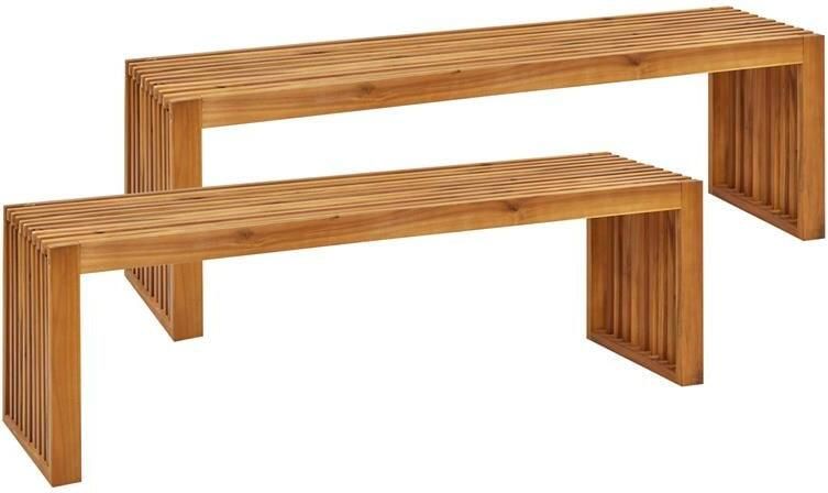 Beliani SULZANO Tuinbank set van 2 Lichthout Acaciahout