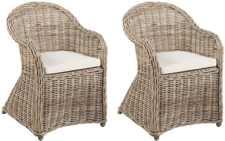Beliani SUSUA II Tuinstoel set van 2 Naturel Rotan