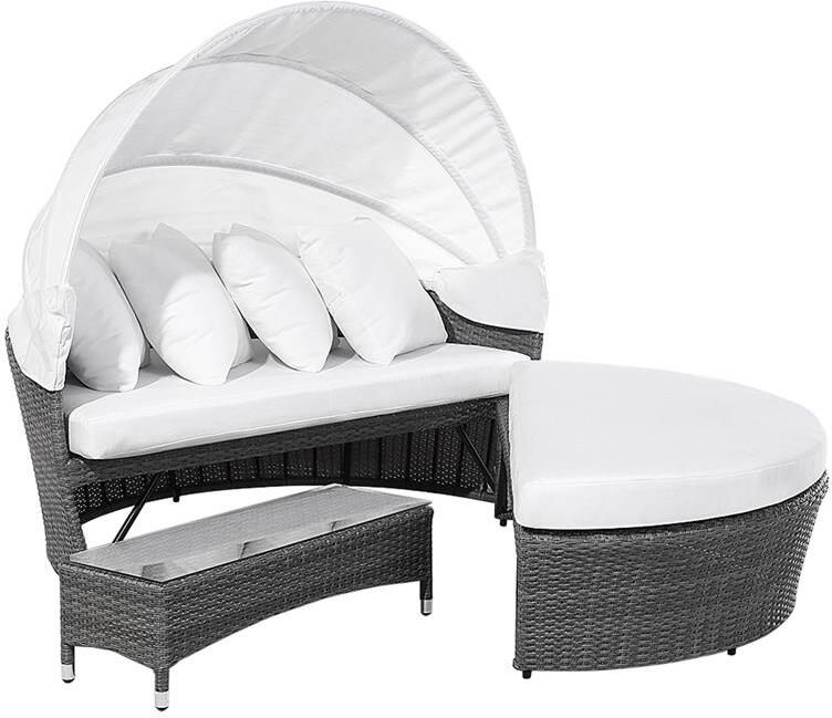 Beliani Sylt Lux Zonne-eiland Grijs Polyrotan