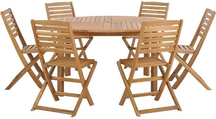 Beliani TOLVE Tuinset voor 6 Lichte houtkleur Acaciahout