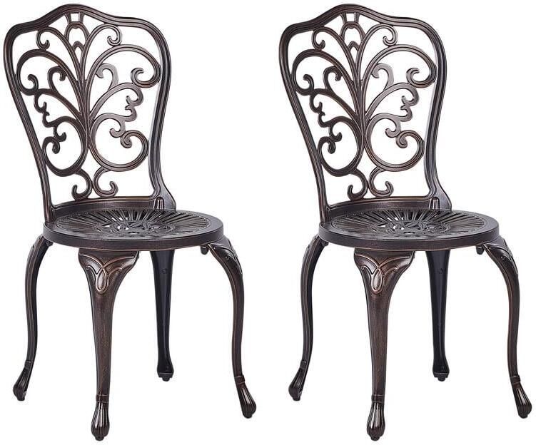 Beliani TRIORA Tuinstoel set van 2 Bruin Aluminium