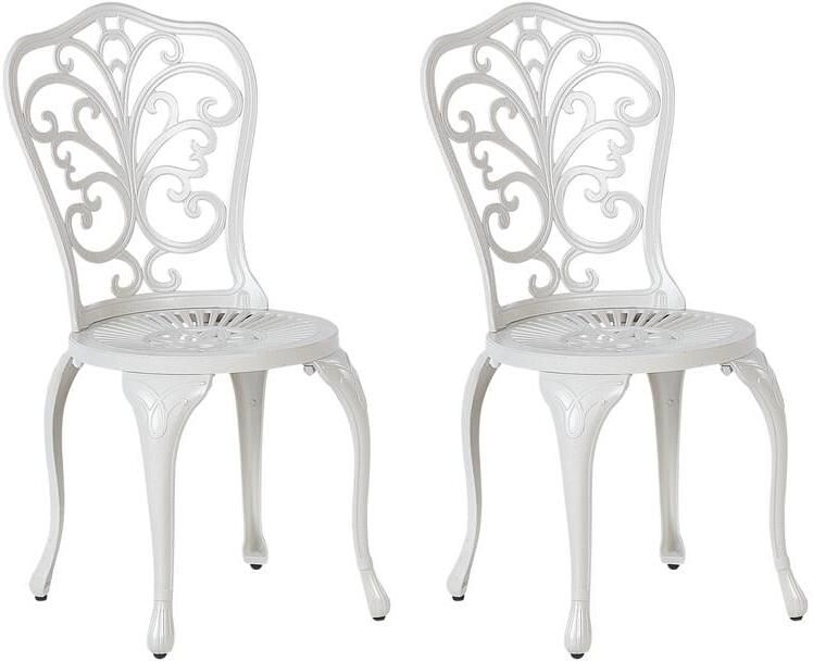 Beliani TRIORA Tuinstoel set van 2 Wit Aluminium