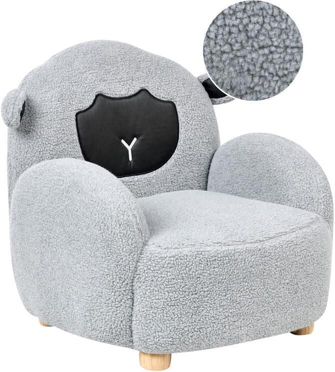 Beliani ULA Kinderfauteuil Grijs Bouclé