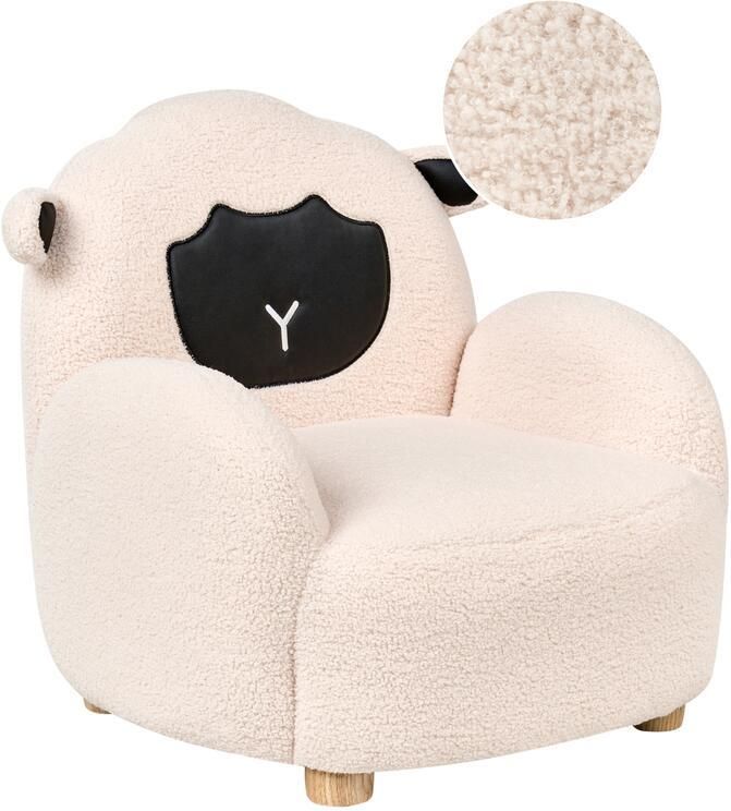 Beliani ULA Kinderfauteuil Off-white Bouclé