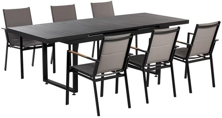 Beliani VALCANETTO| BUSSETO Tuinset voor 6 Zwart Aluminium