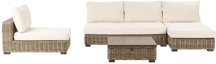 Beliani -VARALLO-Loungeset 4-zits-Gebroken wit-Linkszijdig-Rotan