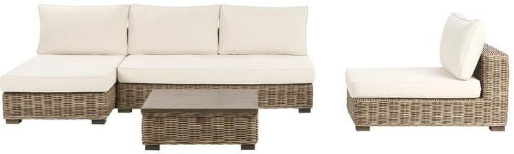 Beliani -VARALLO-Loungeset 4-zits-Gebroken wit-Rechtszijdig-Rotan