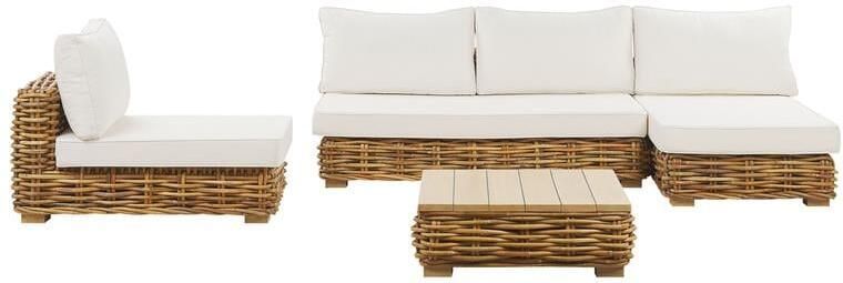 Beliani VARALLO Loungeset voor 4 Natuurlijk Rotan