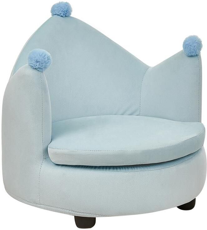 Beliani VEGA Kinderstoel Lichtblauw Fluweel
