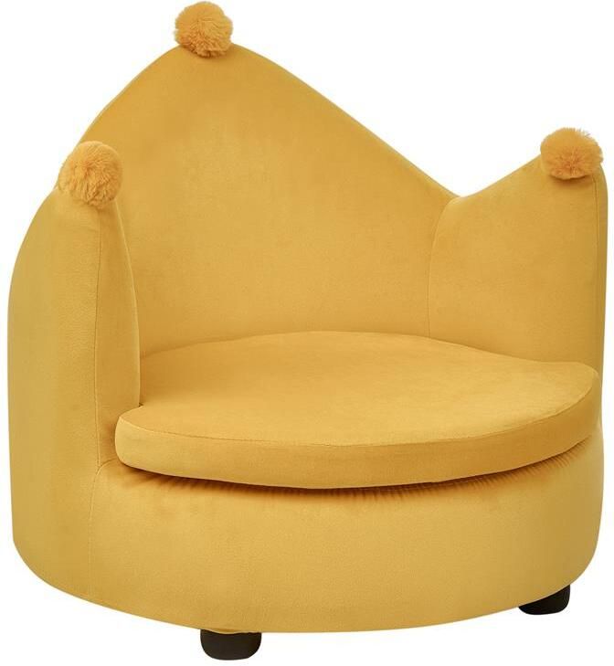 Beliani VEGA Kinderstoel Mosterdgeel Fluweel