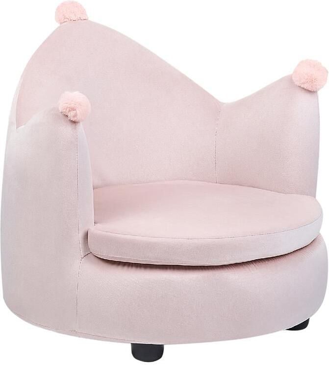 Beliani VEGA Kinderstoel Roze Fluweel