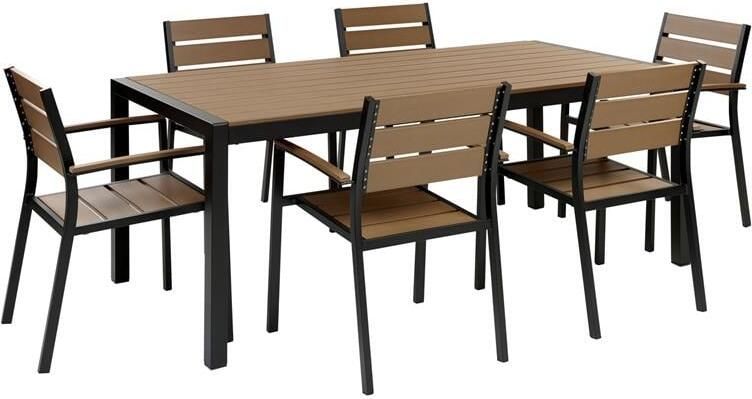 Beliani VERNIO Tuinset voor 6 Zwart|Bruin Kunsthout