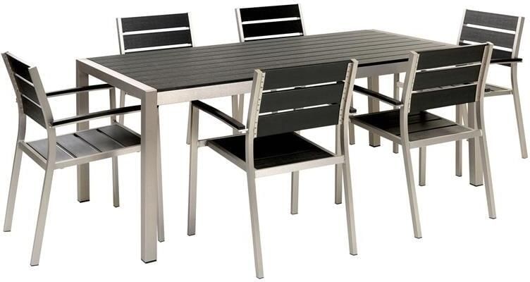 Beliani VERNIO Tuinset voor 6 Zwart|Zilver Kunsthout