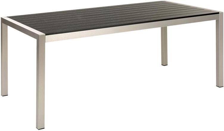 Beliani VERNIO Tuintafel Zwart|Zilver 90 x 180 cm Aluminium