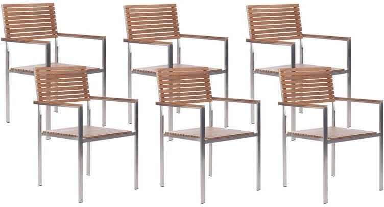 Beliani -VIAREGGIO II-Tuinstoel set van 6-Lichte houtkleur-Teakhout