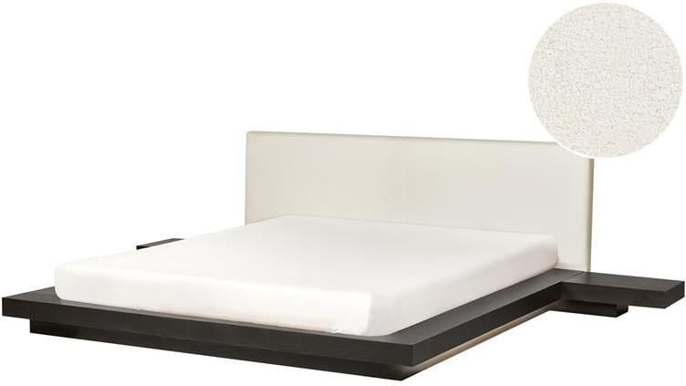 Beliani Bed met LED-verlichting Bouclé ZEN 180 x 200 cm LED Donker essenhout - Foto 2