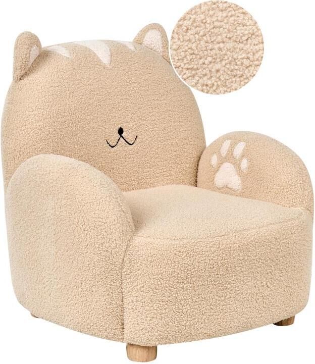 Beliani ZOAR Kinderfauteuil Beige Bouclé