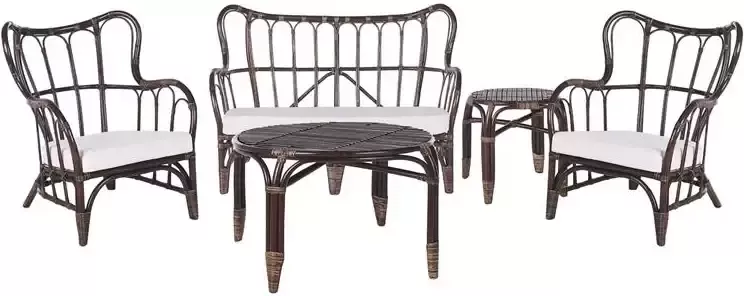 Beliani BRINDISI Loungeset voor 4 Bruin Rotan