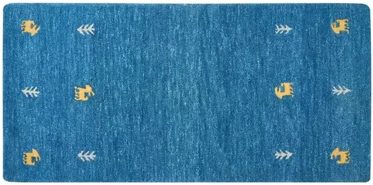 Beliani CALTI Modern vloerkleed Blauw 80 x 150 cm Wol