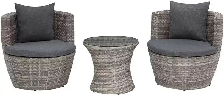 Beliani CAPRI Bistroset voor 2 Grijs PE rotan