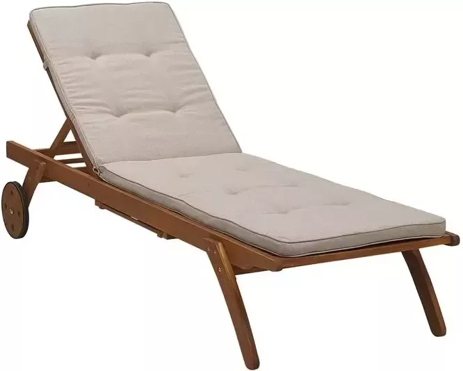 Beliani CESANA Ligstoel met kussen Lichte houtkleur