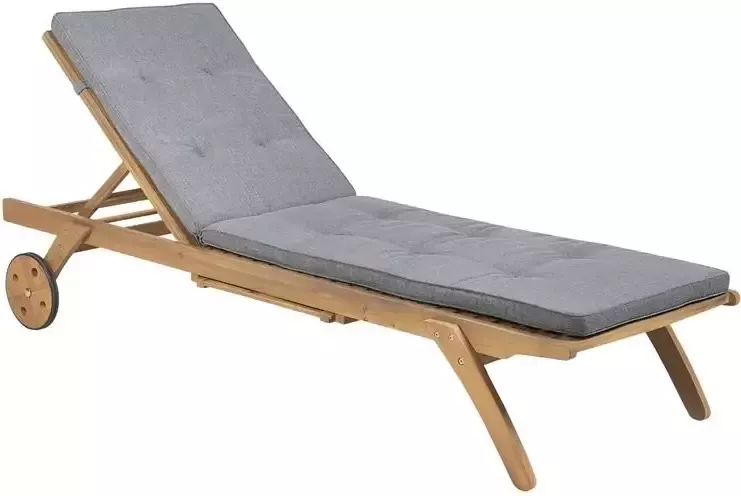 Beliani CESANA Ligstoel met kussen Lichte houtkleur