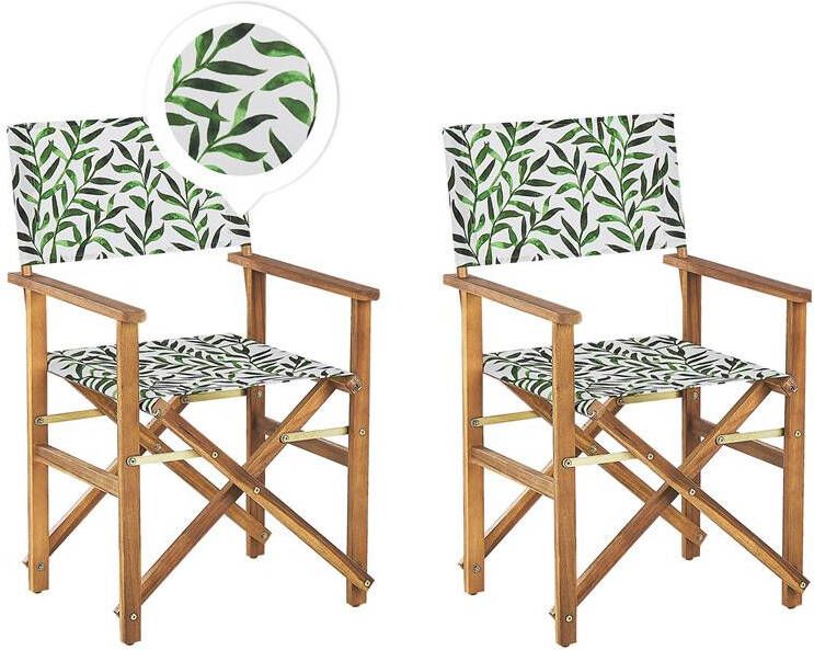 Beliani CINE Tuinstoel set van 2 Groen|Hout|Blad Polyester