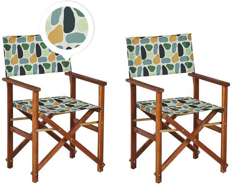 Beliani CINE Tuinstoel set van 2 Groen|Hout|Stippen Polyester