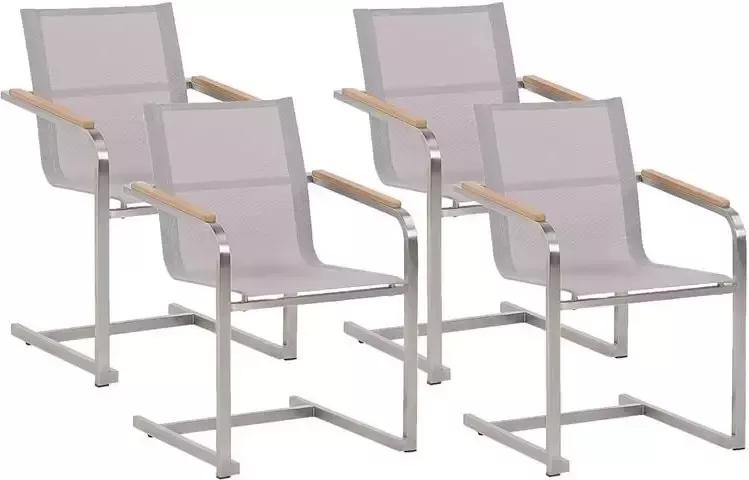 Beliani COSOLETO Tuinstoel set van 4 Beige Polyester