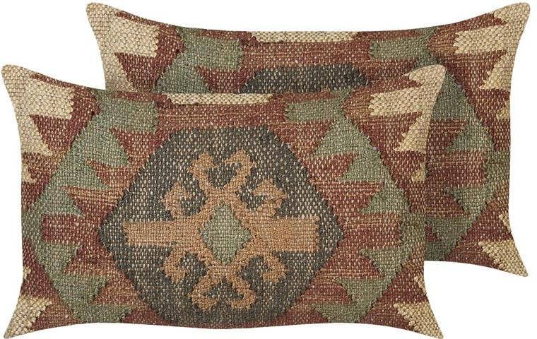 Beliani -CUMBUM-Sierkussen set van 2-Multicolor-30 x 50 cm-Jute