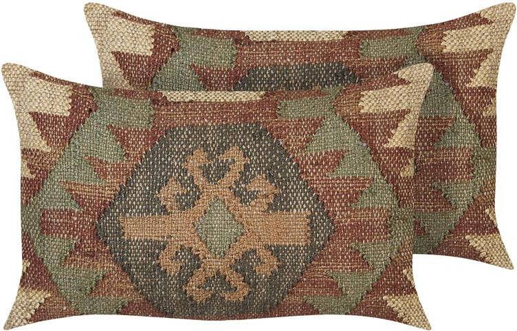 Beliani -CUMBUM-Sierkussen set van 2-Multicolor-30 x 50 cm-Jute