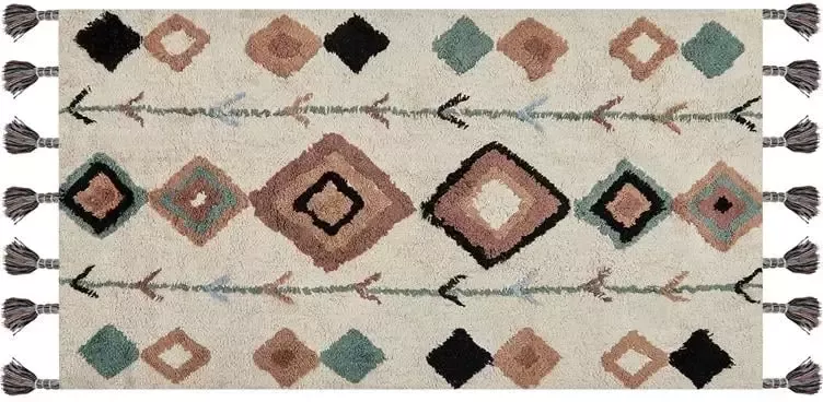 Beliani ESKISEHIR Laagpolig vloerkleed Multicolor 80 x 150 cm Katoen