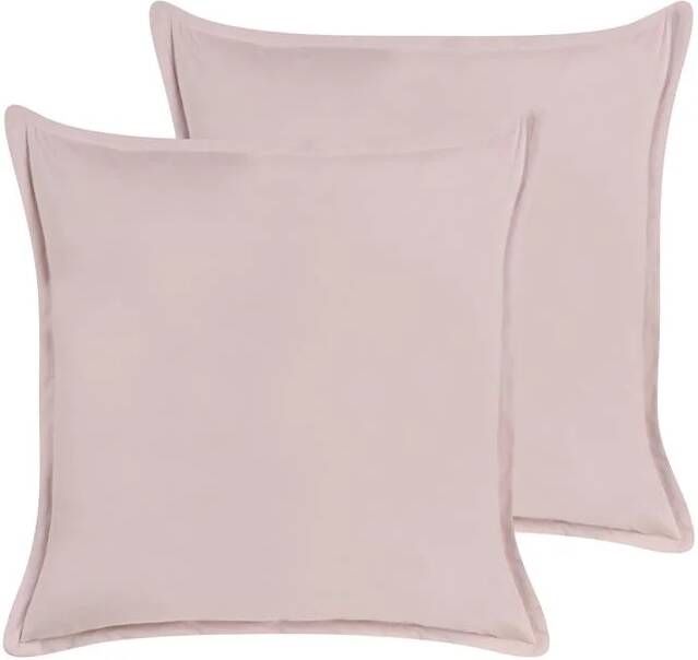 Beliani EUSTOMA Sierkussen set van 2 Roze 60 x 60 cm Fluweel