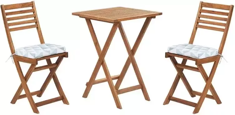 Beliani -FIJI-Bistroset voor 2-Lichte houtkleur |Blauw-Acaciahout