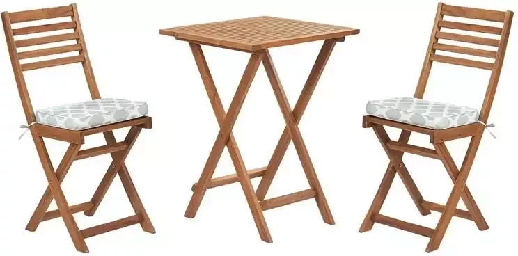 Beliani -FIJI-Bistroset voor 2-Lichte houtkleur |Groen-Acaciahout