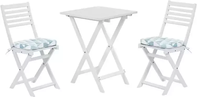 Beliani FIJI Bistroset voor 2 Wit |Blauw Acaciahout