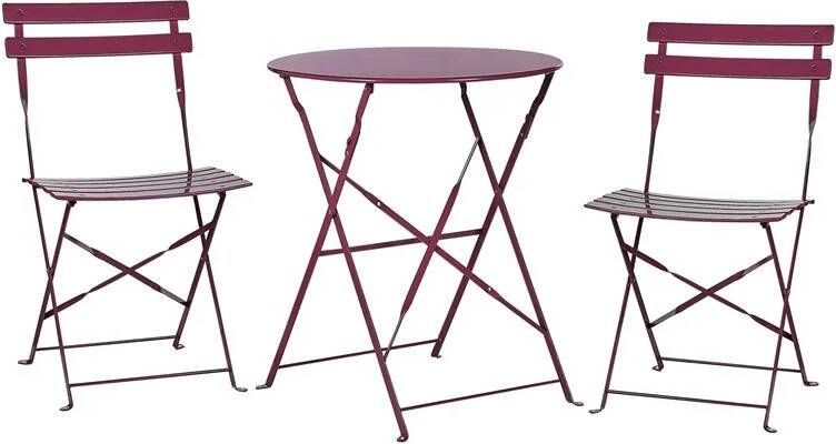 Beliani FIORI Bistroset voor 2 Bordeaux rood Staal