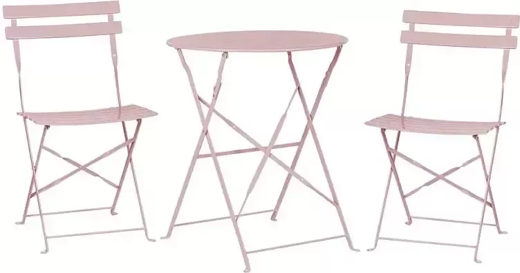 Beliani FIORI Bistroset voor 2 Pastelroze Staal