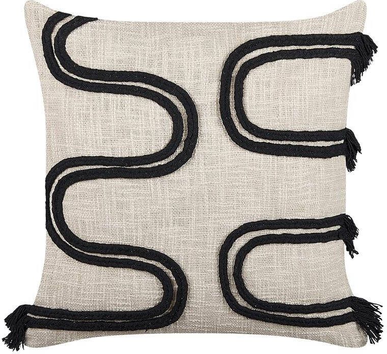 Beliani FUCHSIA Sierkussen Beige 45 x 45 cm Katoen