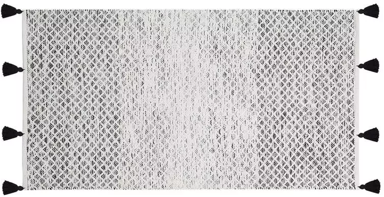 Beliani GEMLIK Laagpolig vloerkleed Zwart 80 x 150 cm Wol
