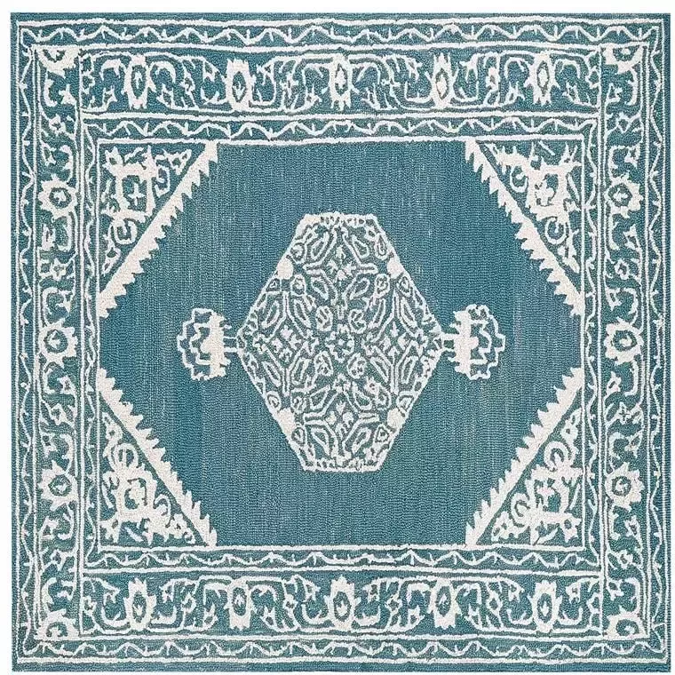 Beliani Vloerkleed wol wit blauw 200 x 200 cm GEVAS - Foto 4