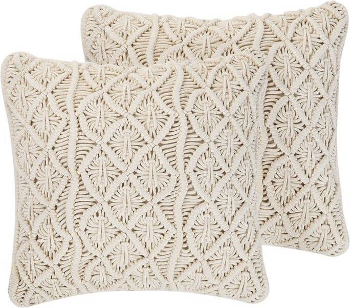 Beliani GOREME Sierkussen set van 2 Beige 45 x 45 cm Katoen