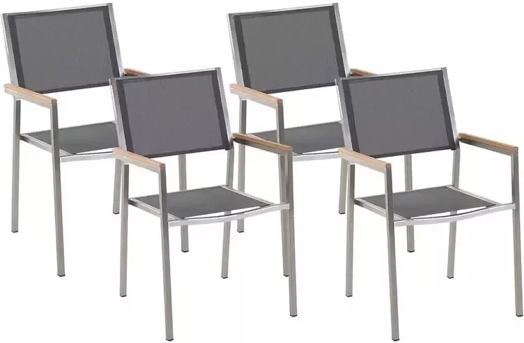 Beliani GROSSETO Tuinstoel set van 4 Grijs Polyester