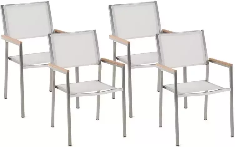 Beliani GROSSETO Tuinstoel set van 4 Wit Polyester